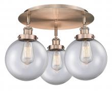 Innovations Lighting 916-3C-AC-G202-8 - Whitney - 3 Light - 20 inch - Antique Copper - Flush Mount