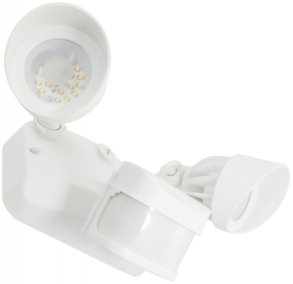 2-Head, White, 120V, PIR Motion Sensor Flood, 3000K, cULus Rated