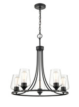 Millennium 9725-MB - Ashford 5-Light Chandelier Ceiling Light Matte Black