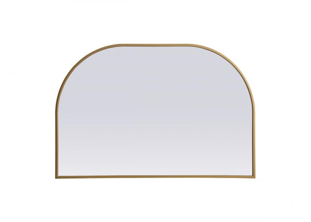 Metal Frame Arch Mirror 36x24 Inch in Brass