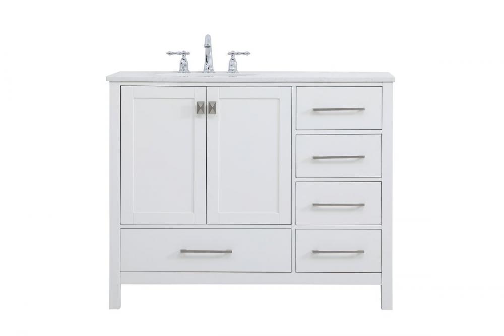 42 Inch Single Bathroom Vanity in White