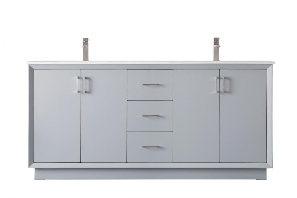 72 Inch Double Bathroom Vanity in Grey