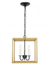 Elegant LD6105D12BRBK - Eclipse 3 Light Brass and Black Pendant