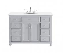 Elegant VF12348GR-VW - 48 Inch Single Bathroom Vanity in Light Grey with Ivory White Engineered Marble