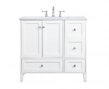 Elegant VF18036WH - 36 Inch Single Bathroom Vanity in White